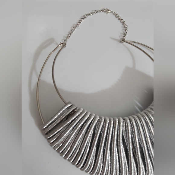 Huge silver boho necklace statement sparkly metallic adjustable - Picture 3 of 14